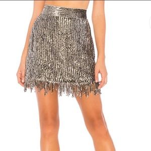 X By NBD Xavi Silver Sequin Mini Skirt